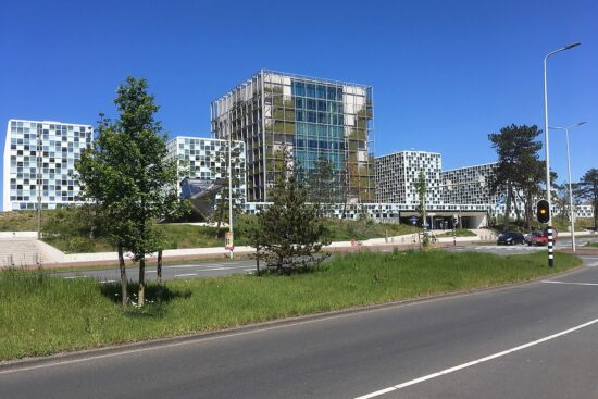 The International Criminal Court building in The Hague, photographed in May 2019.