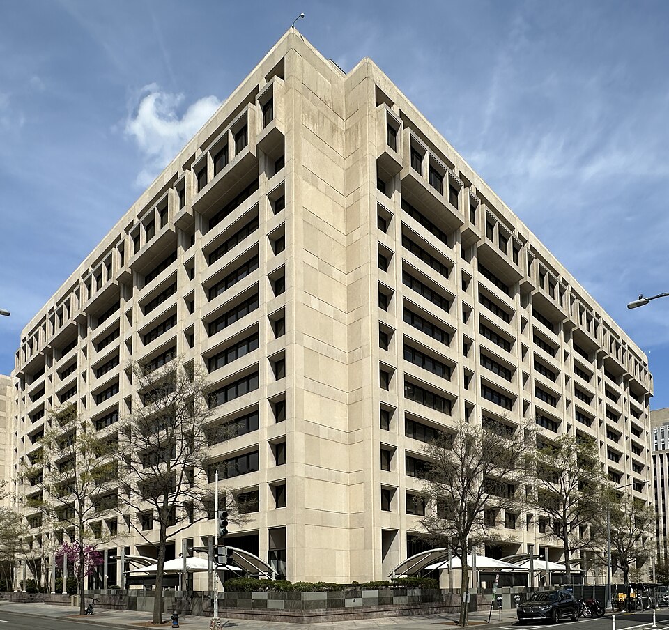 Exterior of the International Monetary Fund headquarters in Washington, D.C.