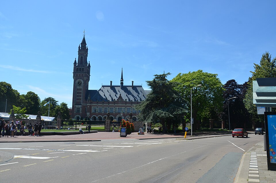 The Peace Palace in The Hague, photographed from across the road in June 2018.